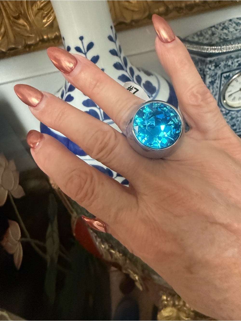 Blue Crystal Statement Ring - Women Jewelry